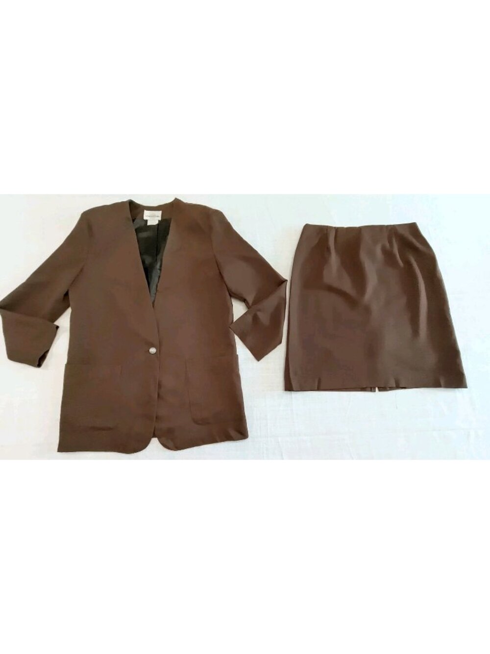 The Daisy Group Ltd Women Vintage Suit Blazer And Skirt Size 10 Brown Made USA